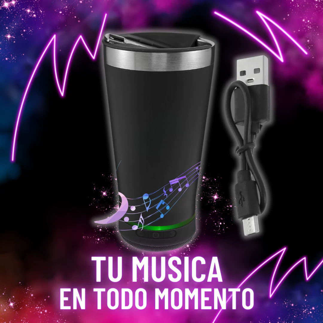 VASO CON BOCINA BLUETOOTH  y luces Led - Lleva tu música y bebida favorita