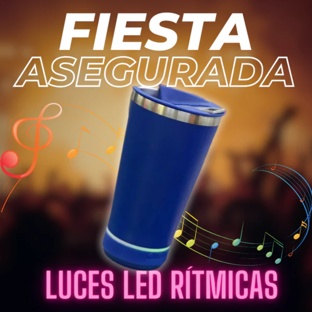 VASO CON BOCINA BLUETOOTH  y luces Led - Lleva tu música y bebida favorita