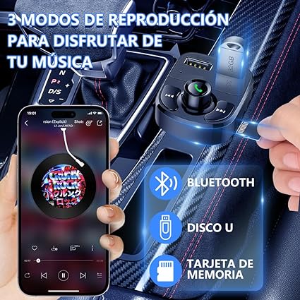 TRANSMISOR BLUETOOTH CON CARGA RÁPIDA PARA CARRO