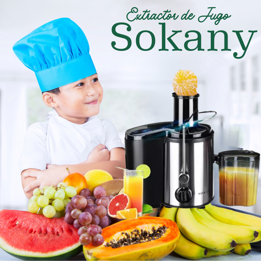 Extractor de Jugos Automático de Frutas y Verduras Sokany