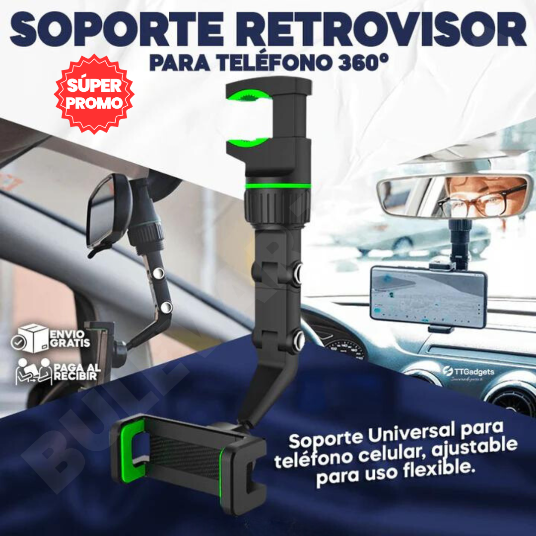 SOPORTE DE TELÉFONO PARA ESPEJO RETROVISOR 360 GRADOS