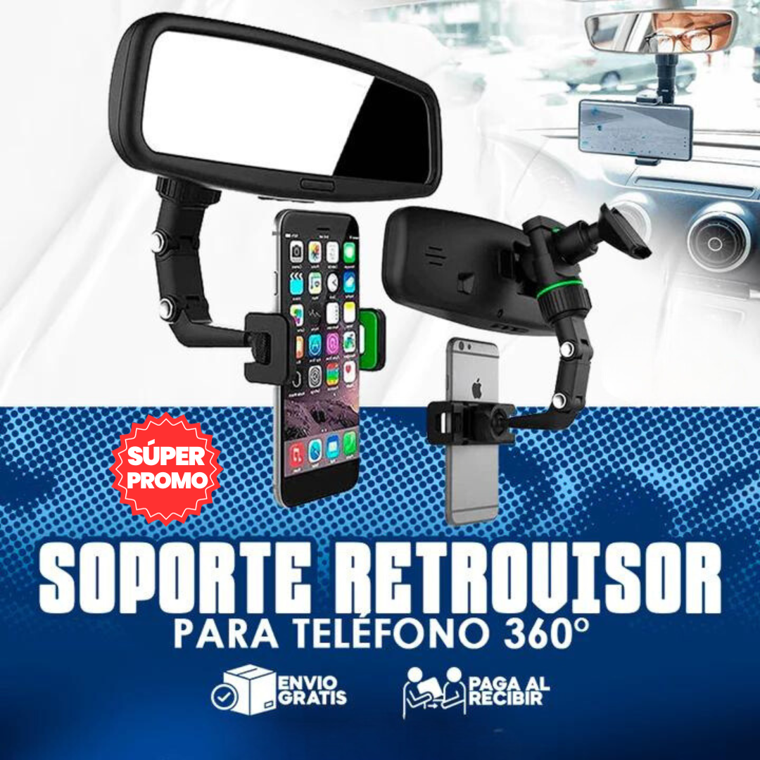 SOPORTE DE TELÉFONO PARA ESPEJO RETROVISOR 360 GRADOS